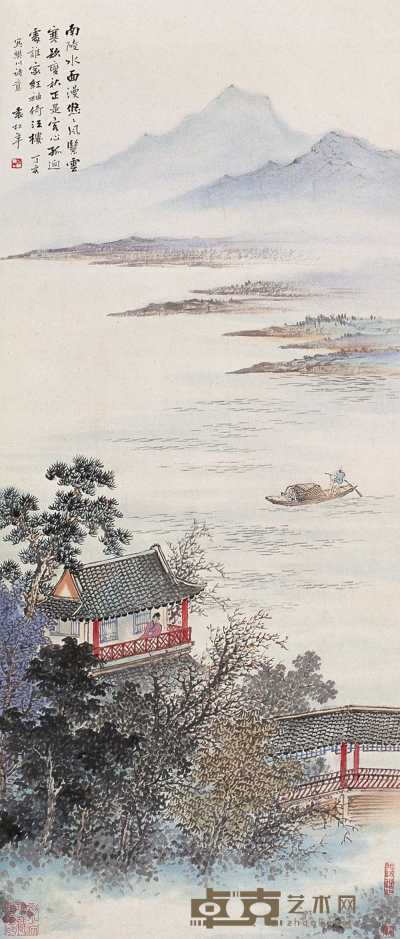 袁松年 丁亥（1947）年作 樊川诗意图 镜心 76×32cm